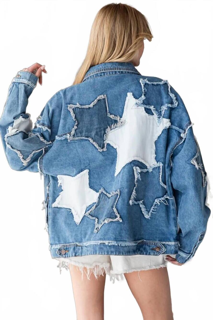 NEW OLI & HALI mineral washed star patched jacket in natural - Picture 4 of 4